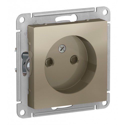 Розетка SYSTEME ELECTRIC ATLASDESIGN, скрытый монтаж, без заземления, со шторками, шампань