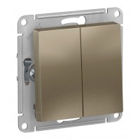 Переключатель 2-клавишный SYSTEME ELECTRIC ATLASDESIGN, скрытый монтаж, шампань