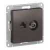 Розетка TV+RJ45 Cat.5 SYSTEME ELECTRIC ATLASDESIGN, оконечная, мокко