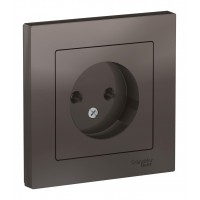 Розетка SYSTEME ELECTRIC ATLASDESIGN, скрытый монтаж, без заземления, мокко