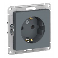 Розетка SYSTEME ELECTRIC ATLASDESIGN, скрытый монтаж, с заземлением, винтовые клеммы, грифель