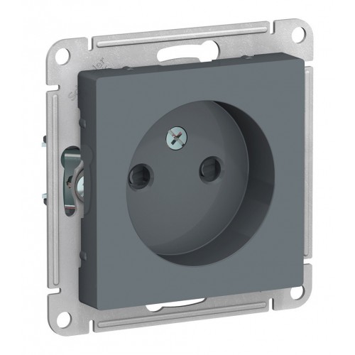 Розетка SYSTEME ELECTRIC ATLASDESIGN, скрытый монтаж, без заземления, со шторками, винтовые клеммы, грифель