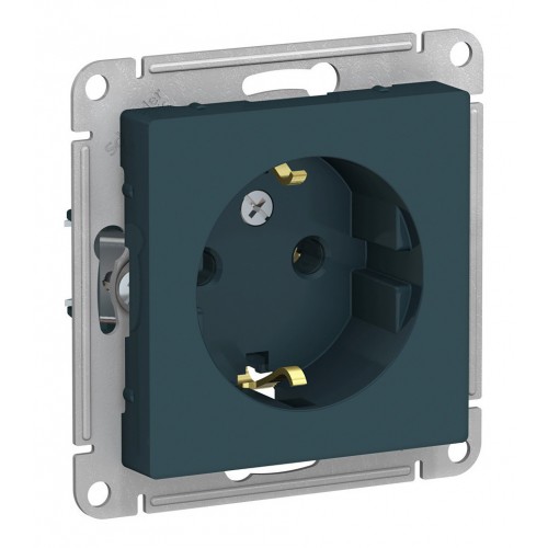 Розетка SYSTEME ELECTRIC ATLASDESIGN, скрытый монтаж, с заземлением, изумруд