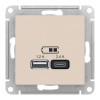Розетка 2xUSB SYSTEME ELECTRIC ATLASDESIGN, бежевый