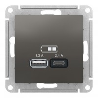 Розетка 2xUSB SYSTEME ELECTRIC ATLASDESIGN, сталь