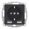 Розетка с USB SYSTEME ELECTRIC ATLASDESIGN, скрытый монтаж, с заземлением, карбон