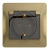 Розетка SYSTEME ELECTRIC GLOSSA, скрытый монтаж, с заземлением, с крышкой, со шторками, титан