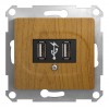 Розетка 2xUSB SYSTEME ELECTRIC GLOSSA, дуб
