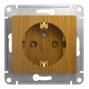 Розетка SYSTEME ELECTRIC GLOSSA, скрытый монтаж, с заземлением, со шторками, дуб