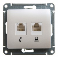 Розетка 2xRJ11+RJ45 Cat.5 SYSTEME ELECTRIC GLOSSA, перламутр
