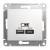 Розетка 2xUSB SYSTEME ELECTRIC GLOSSA, скрытый монтаж, белый, GSL000139
