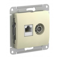 GLOSSA РОЗЕТКА двойная ТВ + компьютерная RJ45, кат. 5Е, механизм, БЕЖЕВЫЙ