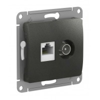 GLOSSA РОЗЕТКА двойная ТВ + компьютерная RJ45, кат. 5Е, механизм, АНТРАЦИТ
