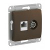 GLOSSA РОЗЕТКА двойная ТВ + компьютерная RJ45, кат. 5Е, механизм, ШОКОЛАД