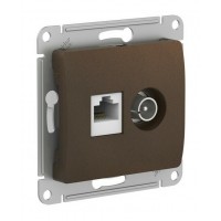 GLOSSA РОЗЕТКА двойная ТВ + компьютерная RJ45, кат. 5Е, механизм, ШОКОЛАД