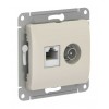 GLOSSA РОЗЕТКА двойная ТВ + компьютерная RJ45, кат. 5Е, механизм, МОЛОЧНЫЙ