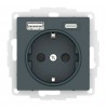 РОЗЕТКА 16А c 2 USB A+C, мех, ИЗУМРУД