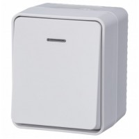 AtlasDesign Profi54 Выключатель 1-клавишный с подсветкой 10 АХ, БЕЛЫЙ