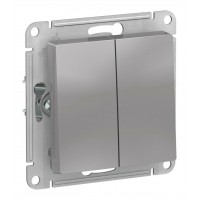 Выключатель IP44 2-клавишный SYSTEME ELECTRIC ATLASDESIGN AQUA, скрытый монтаж, алюминий, ATN440351