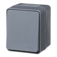 Выключатель 1-клавишный кнопочный SYSTEME ELECTRIC ATLASDESIGN PROFI54, открытый монтаж, антрацит, ATN544015