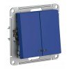 Выключатель 2-клавишный SYSTEME ELECTRIC ATLASDESIGN с подсветкой, скрытый монтаж, аквамарин, ATN001153
