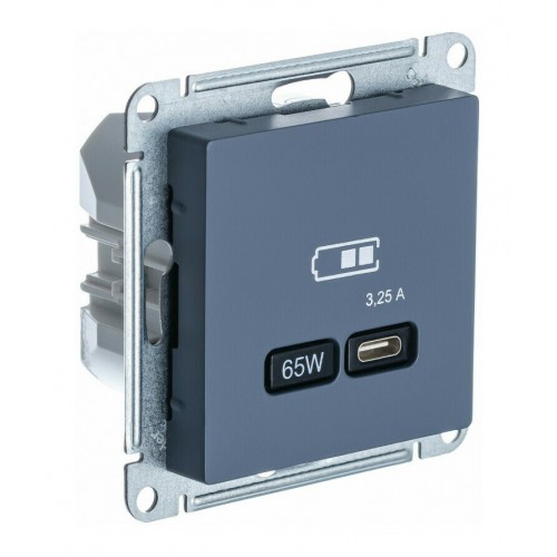 Розетка USB type C SYSTEME ELECTRIC ATLASDESIGN, скрытый монтаж, грифель, ATN000727