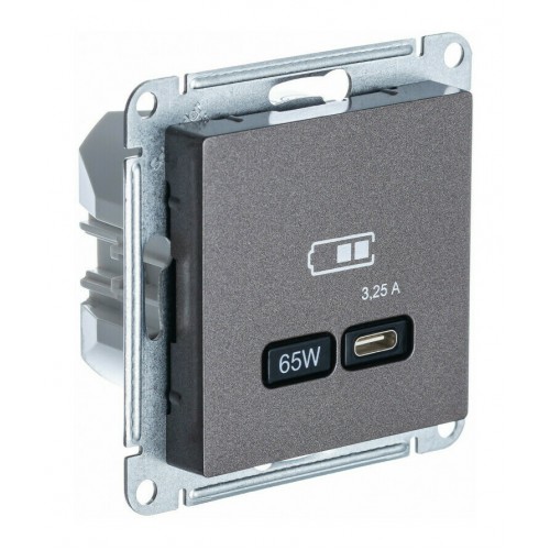 Розетка USB type C SYSTEME ELECTRIC ATLASDESIGN, скрытый монтаж, мокко, ATN000627