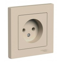 Розетка SYSTEME ELECTRIC ATLASDESIGN, скрытый монтаж, без заземления, песочный