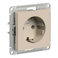 Розетка SYSTEME ELECTRIC ATLASDESIGN, скрытый монтаж, с заземлением, песочный, ATN001243