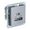 Розетка USB+USB type C SYSTEME ELECTRIC ATLASDESIGN, скрытый монтаж, сталь, ATN000929