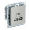 Розетка USB+USB type C SYSTEME ELECTRIC ATLASDESIGN, скрытый монтаж, шампань, ATN000529