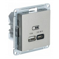 Розетка USB+USB type C SYSTEME ELECTRIC ATLASDESIGN, скрытый монтаж, шампань, ATN000529