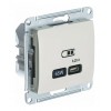 Розетка USB type C SYSTEME ELECTRIC GLOSSA, скрытый монтаж, молочный, GSL000927