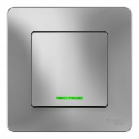 Переключатель 1-клавишный SYSTEME ELECTRIC BLANCA с подсветкой, скрытый монтаж, алюминий, BLNVS010613