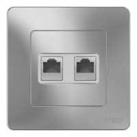 Розетка компьютерная 2xRJ45 SYSTEME ELECTRIC BLANCA, скрытый монтаж, алюминий, BLNIS045453