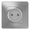 Розетка SYSTEME ELECTRIC BLANCA, скрытый монтаж, без заземления, алюминий