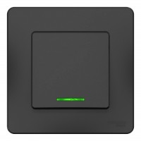 Переключатель 1-клавишный SYSTEME ELECTRIC BLANCA с подсветкой, скрытый монтаж, антрацит, BLNVS010616