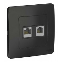 Розетка телефонная+компьютерная RJ11+RJ45 SYSTEME ELECTRIC BLANCA, скрытый монтаж, антрацит, BLNIS045116