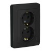 Розетка двухместная SYSTEME ELECTRIC BLANCA, скрытый монтаж, с заземлением, антрацит, BLNRS001026