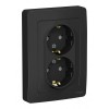 Розетка двухместная SYSTEME ELECTRIC BLANCA, скрытый монтаж, с заземлением, со шторками, антрацит, BLNRS001126