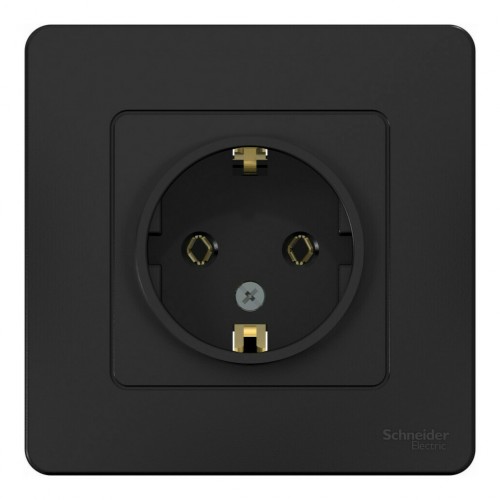 Розетка SYSTEME ELECTRIC BLANCA, скрытый монтаж, с заземлением, антрацит, BLNRS001016