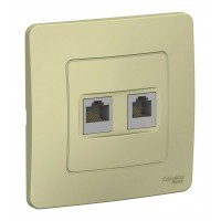 Розетка телефонная+компьютерная RJ11+RJ45 SYSTEME ELECTRIC BLANCA, скрытый монтаж, бежевый, BLNIS045117