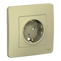 Розетка SYSTEME ELECTRIC BLANCA, скрытый монтаж, с заземлением, со шторками, бежевый, BLNRS001117