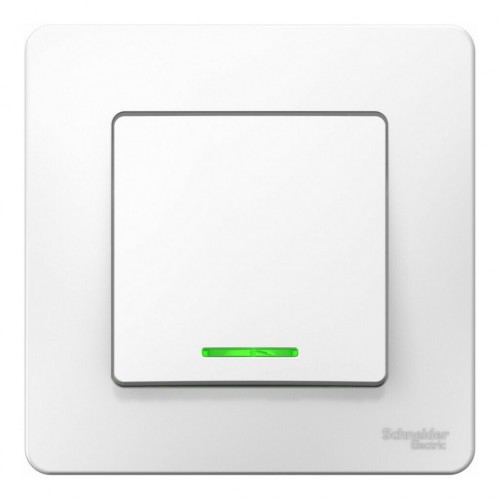 Переключатель 1-клавишный SYSTEME ELECTRIC BLANCA с подсветкой, скрытый монтаж, белый, BLNVS010611