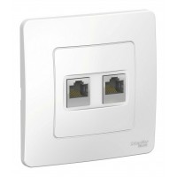 Розетка компьютерная 2xRJ45 SYSTEME ELECTRIC BLANCA, скрытый монтаж, белый, BLNIS045451