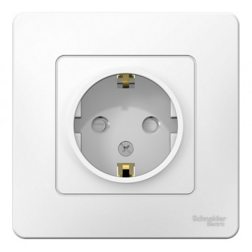 Розетка SYSTEME ELECTRIC BLANCA, скрытый монтаж, с заземлением, со шторками, белый, BLNRS001111