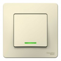 Выключатель 1-клавишный SYSTEME ELECTRIC BLANCA с подсветкой, скрытый монтаж, молочный, BLNVS010112