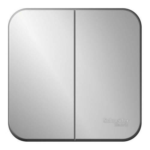Выключатель 2-клавишный SYSTEME ELECTRIC BLANCA, открытый монтаж, алюминий, BLNVA105013