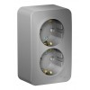 Розетка двухместная SYSTEME ELECTRIC BLANCA, открытый монтаж, с заземлением, со шторками, алюминий, BLNRA011213