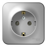 Розетка SYSTEME ELECTRIC BLANCA, открытый монтаж, с заземлением, алюминий, BLNRA010103